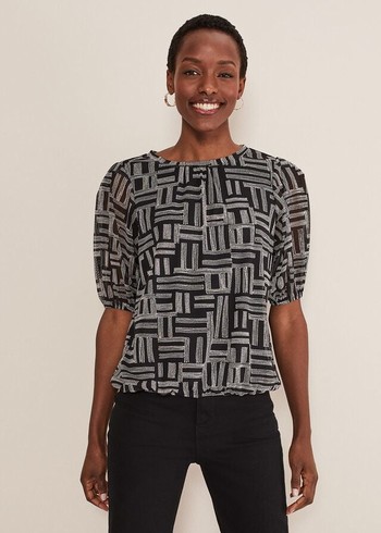 Phase Eight Rea Mesh T Shirts Grey/Black Canada | DWJIRL-587